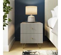 GFW Thalia 2 Drawer Bedside Table Grey, Grey