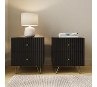 Gfw Thalia Ribbed 2 Drawer Bedside Table Pair