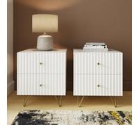 GFW Thalia 2 Drawer Bedside Table Pair White, White