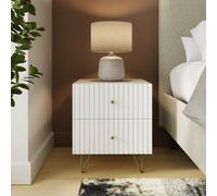 Gfw Thalia Ribbed 2 Drawer Bedside Table White