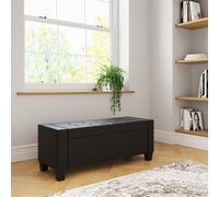 Verona Ottoman Bench Faux Leather Black, Black