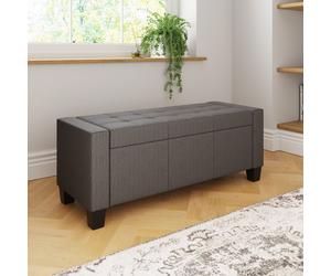 GFW Verona Crushed Velvet Storage Ottoman Bench in Dark Grey GFW Dark Grey