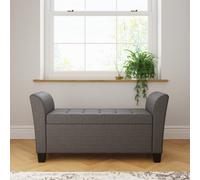 GFW Verona Charcoal Grey Upholstered Window Seat - Size: 41 x 107 x 56cm - Wilko