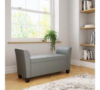 GFW Verona Grey Faux Leather Window Seat - Size: 56 x 107 x 41cm - Wilko