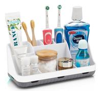 GFWARE Toothbrush Holders for Bathrooms Countertop Organizer - Kids Electric Toothbrush and Toothpaste Holder Detachable 7 Slots Tooth Brush Organization Bathroom Accessories Storage Vanity, White