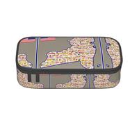 GFXEDSAH Abstract New York Flag Map Print Stylish and Functional Pencil Bags,Small But Spacious,Ideal for Travel Or Daily Use