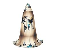 GFXEDSAH Abstract World Map Print Hooded Cloak,Medieval Cape With Comfortable Hood,Perfect For Role Play And Parties