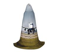 GFXEDSAH Airplane In Flight Print Hooded Cloak,Medieval Cape With Comfortable Hood,Perfect For Role Play And Parties