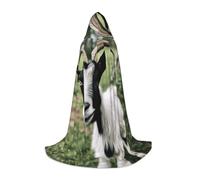 GFXEDSAH Black And White Cute Goat Print Hooded Cloak,Medieval Cape With Comfortable Hood,Perfect For Role Play And Parties