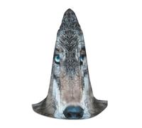 GFXEDSAH Blue Eyes Wolf Print Hooded Cloak,Medieval Cape With Comfortable Hood,Perfect For Role Play And Parties