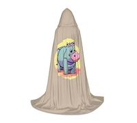 GFXEDSAH Cartoon Hippo Print Hooded Cloak,Medieval Cape With Comfortable Hood,Perfect For Role Play And Parties