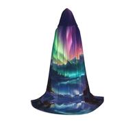 GFXEDSAH Dark Northern Lights Print Hooded Cloak,Medieval Cape With Comfortable Hood,Perfect For Role Play And Parties
