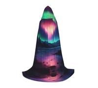 GFXEDSAH Dark Northern Lights Print Hooded Cloak,Medieval Cape With Comfortable Hood,Perfect For Role Play And Parties