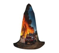 GFXEDSAH Firefighter Fireman Flame Print Hooded Cloak,Medieval Cape With Comfortable Hood,Perfect For Role Play And Parties