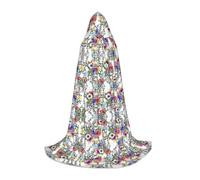 GFXEDSAH Garden Blossoming Wildflowers Birds Leaves Branches Print Hooded Cloak,Medieval Cape With Comfortable Hood,Perfect For Role Play And Parties