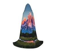 GFXEDSAH Grand Teton National Park Print Hooded Cloak,Medieval Cape With Comfortable Hood,Perfect For Role Play And Parties