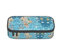 GFXEDSAH Greece Map Print Stylish and Functional Pencil Bags,Small But Spacious,Ideal for Travel Or Daily Use