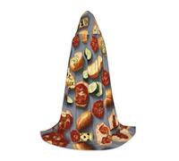 GFXEDSAH Healthy Food Print Hooded Cloak,Medieval Cape With Comfortable Hood,Perfect For Role Play And Parties