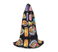 GFXEDSAH Healthy Food Print Hooded Cloak,Medieval Cape With Comfortable Hood,Perfect For Role Play And Parties