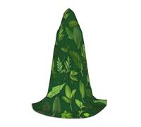 GFXEDSAH Herb Plant Leaves Print Hooded Cloak,Medieval Cape With Comfortable Hood,Perfect For Role Play And Parties