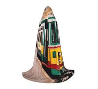 GFXEDSAH Lisbon Tram Pattern Print Hooded Cloak,Medieval Cape With Comfortable Hood,Perfect For Role Play And Parties