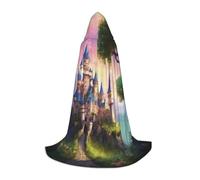 GFXEDSAH Magic Fairy Tale Castle Print Hooded Cloak,Medieval Cape With Comfortable Hood,Perfect For Role Play And Parties