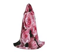 GFXEDSAH Red Fresh Roses Print Hooded Cloak,Medieval Cape With Comfortable Hood,Perfect For Role Play And Parties
