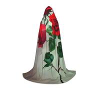 GFXEDSAH Red Rose Picture Print Hooded Cloak,Medieval Cape With Comfortable Hood,Perfect For Role Play And Parties