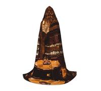 GFXEDSAH Red Wine Cellar Picture Print Hooded Cloak,Medieval Cape With Comfortable Hood,Perfect For Role Play And Parties