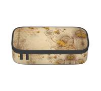 GFXEDSAH Rural Honey Bees Flowers Print Stylish and Functional Pencil Bags,Small But Spacious,Ideal for Travel Or Daily Use