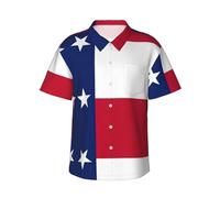 GFXEDSAH Texas State Flag Print Men's Short Sleeve Button Down Hawaiian Shirts,Stylish Beach Vacation Essentials for Men Black