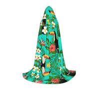 GFXEDSAH Tropical Birds And Plant Leaf Print Hooded Cloak,Medieval Cape With Comfortable Hood,Perfect For Role Play And Parties