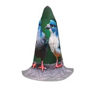 GFXEDSAH Two Birds Print Hooded Cloak,Medieval Cape With Comfortable Hood,Perfect For Role Play And Parties
