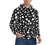 GFXEDSAH White & Black Big Dot Print Essential Sweatshirt For Men,Pullover With Kangaroo Pocket,For Spring,Fall And Winter