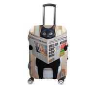 GFXEZZLH Black Cat Sitting on Toilet and Reading NewspaperLuggage Case CoverL(26-28inch)