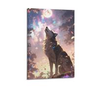 GFXEZZLH Wolf Howling at The Moon Poster Poster Decorative Painting Canvas Wall Posters And Art Picture Print Modern Family Bedroom Decor Posters 24x36inch(60x90cm)
