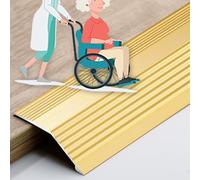 GFYHTN Aluminum Floor Transition Strip, 36" Non Slip Carpet Edge Trim Strip, Metal Threshold Strip For Floor Threshold Ramp Carpet To Tile(Gold,H 20mm)