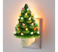 GFYLOHCY Vintage Christmas Tree Night Light, 6 Inch Christmas Tree with Lights, Tree Light with ON/Off Switch and Swivel Plug, Cute Resin Christmas Decorative Light for Bedroom Holiday Decor