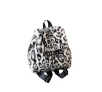 GFZMF Fluffy Leopard Print Mini Backpack Fuzzy Drawstring Bag | Plush Leopard Print Drawstring Closure Convertible Shoulder Crossbody Hand Carry 22x23x12cm Adjustable Strap 0.22kg