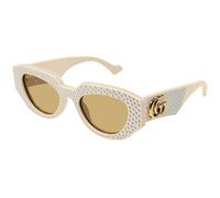 GG1421S 005 Woman Sunglasses Acetate Ivory Brown Geometric