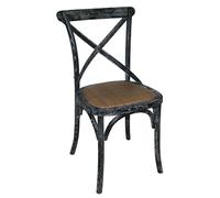 GG654 - Bolero Wooden Dining Chair with Cross Backrest Black Wash Finish (Box 2)