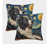 GGAAUEIXN Border Collie Throw Pillow Cases Cushion Covers Set of 2 Border Collie Pillow Cover Decorative Couch Square for Living Room, Sofa, Bedroom, Home & Hotel 45x45cm