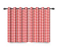 ggaimwf 107x160cm Plaid Eyelet Curtain Buffalo Check Red and White Classic Gingham Vintage Squares Pattern Farmhouse Thermal Grommet Blackout Window Drapes for Bedroom Living Room 2 Panels