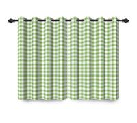 ggaimwf 117x138cm Plaid Eyelet Curtain Buffalo Check Sage Green and White Gingham Checkered Squares Pattern Country Thermal Grommet Blackout Window Drapes for Bedroom Living Room 2 Panels