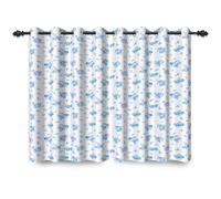 ggaimwf 117x138cm Wildflower Eyelet Curtains Rustic Blue Natural Small Floral Print Farmhouse Garden Insulated Thermal Blackout Window Drapes for Bedroom Living Room Kitchen 2 Panels