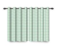 ggaimwf 117x183cm Plaid Eyelet Curtain Buffalo Check Green and White Gingham Squares Pattern Modern Privacy Farmhouse Thermal Grommet Blackout Window Drapes for Bedroom Living Room 2 Panels