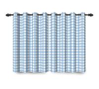 ggaimwf 117x183cm Plaid Eyelet Curtain Buffalo Check Light Blue and White Gingham Squares Pattern Modern Farmhouse Privacy Thermal Grommet Blackout Window Drapes for Bedroom Living Room 2 Panels