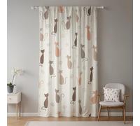 ggaimwf 132x214cm Cartoon Cats Rod Pocket Curtain Colorful Kitty Back Silhouette Back Tab Pencil Pleat Light Filtering Privacy Window Drapes for Boys Girls Bedroom Living Room Playroom,Single Panel