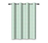 ggaimwf 132x214cm Plaid Eyelet Curtain Buffalo Check Green and White Gingham Squares Pattern Modern Privacy Farmhouse Thermal Grommet Blackout Window Drapes for Bedroom Living Room 1 Single Panel