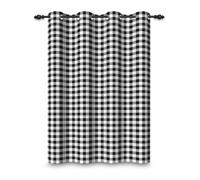 ggaimwf 135x229cm Plaid Eyelet Curtain Buffalo Check Black and White Gingham Squares Pattern Farmhouse Privacy Thermal Grommet Blackout Window Drapes for Bedroom Living Room 1 Single Panel